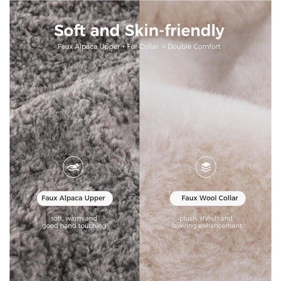 Slippers Cute Memory Foam Fuzzy House Bedroom Womens 7-8 Grey Comfy Cozy - Picture 3 of 7